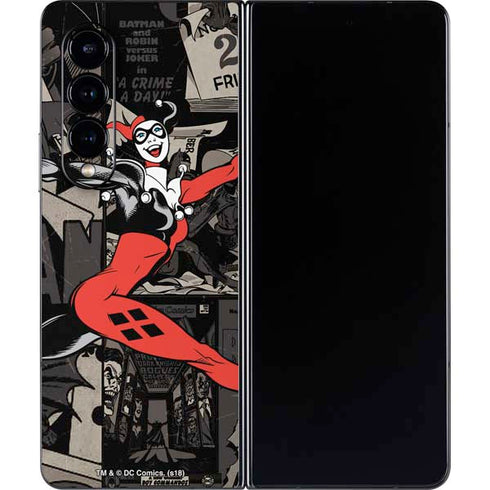 DC Comics Harley Quinn Vintage Action pose pattern Galaxy Z Fold4 5G Skin